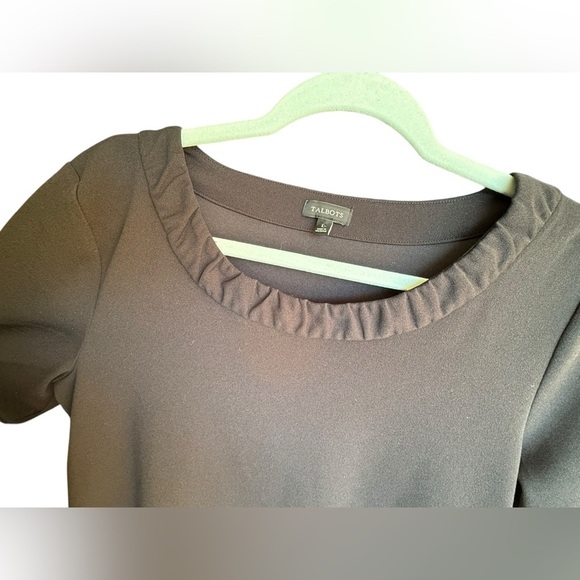 Talbots smocked scoop ruffled neck 3/4 sleeve black women’s black blouse large - Picture 4 of 10